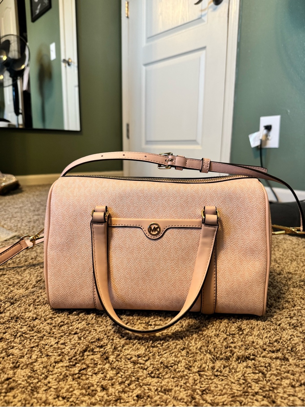 Michael Kors Pink Saffiano Barrel Satchel